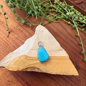 Vintage Turquoise Sterling Silver Native Artisan Handmade Pendant Charm
